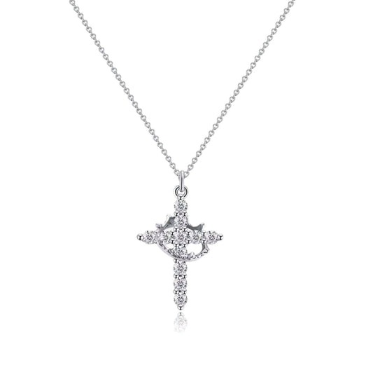 Silver Popular Cross with Crown Pendant Necklaces with Chain